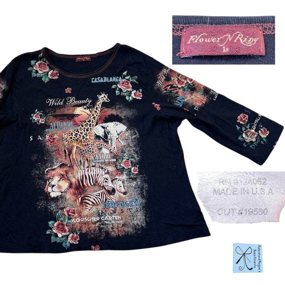 Flower N Ring Serengeti Wild Beauty 100% Cotton Shirt Sz 1X